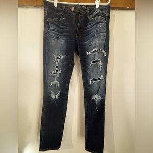 American Eagle Outfitters Dark Blue Distressed Jeans